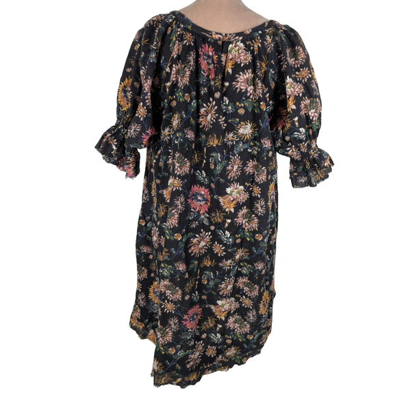 Natural Life Sienna Mini Dress Black Floral Size L XL Cottagecore Boho Peasant - Picture 3 of 12